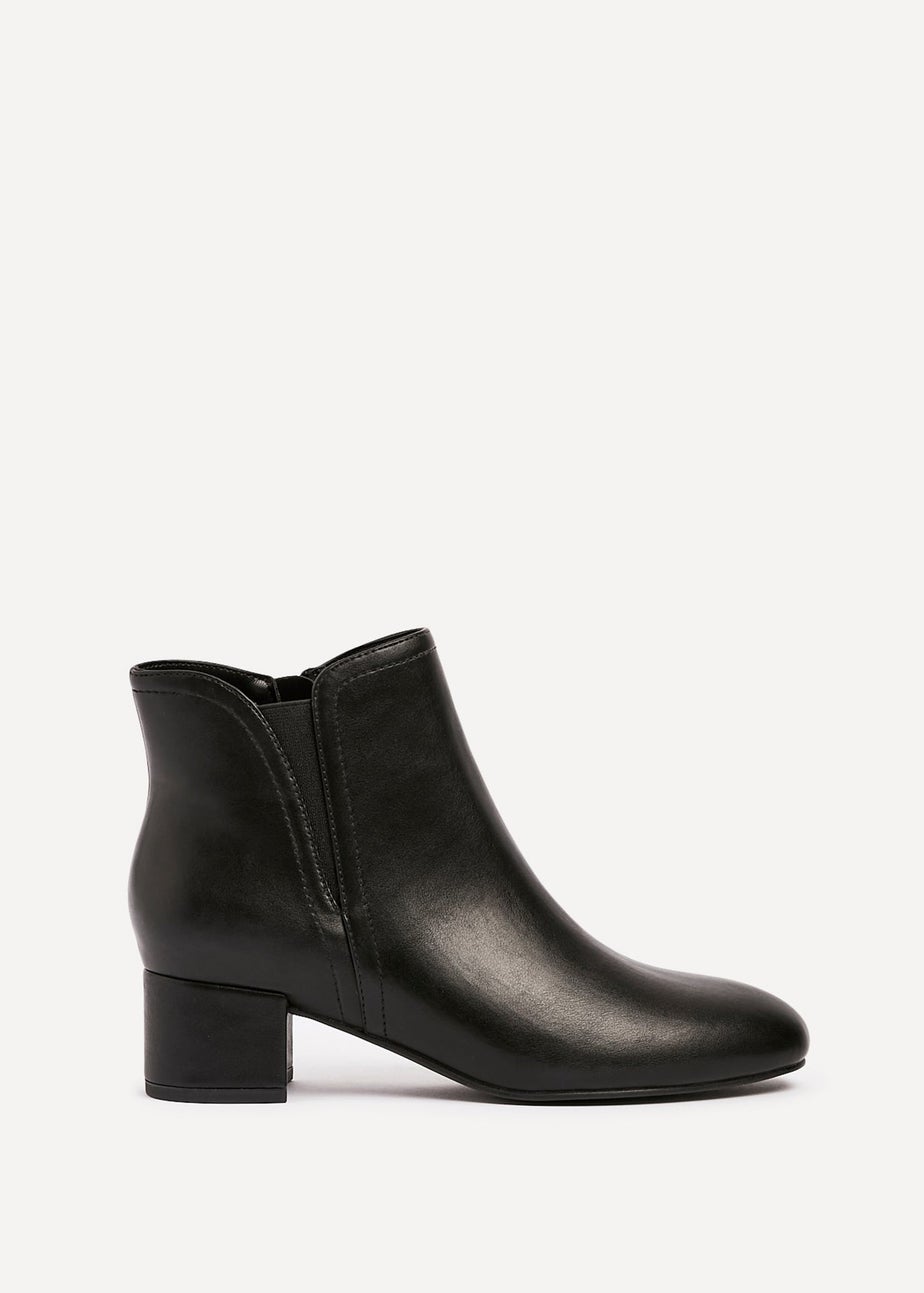Linzi Manor Black Faux Leather Block Heeled Ankle Boot