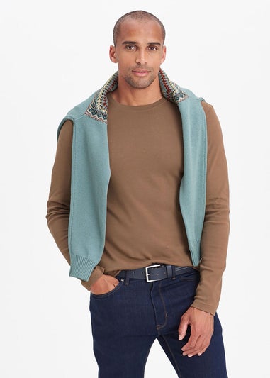 Cotton Traders Coffee Long Sleeve Crew Neck Base Layer Top