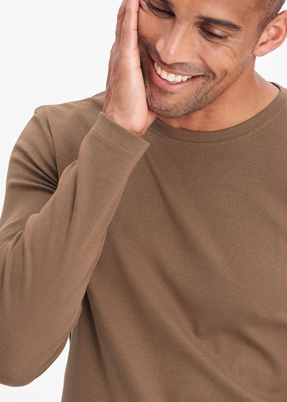 Cotton Traders Coffee Long Sleeve Crew Neck Base Layer Top