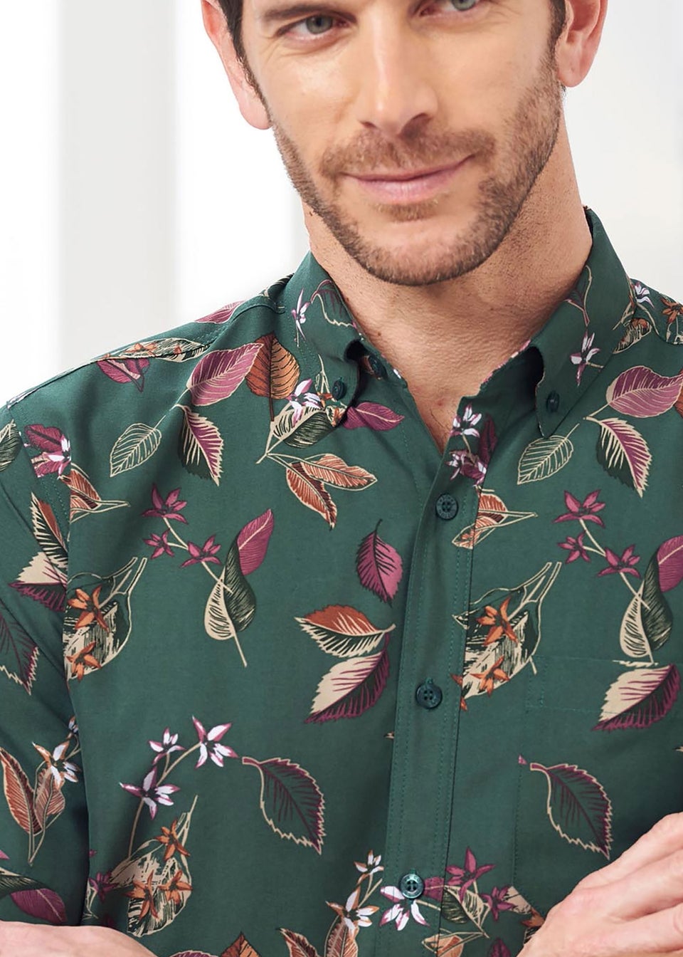 Cotton Traders Everglade Short Sleeve Soft Touch Print Shirt