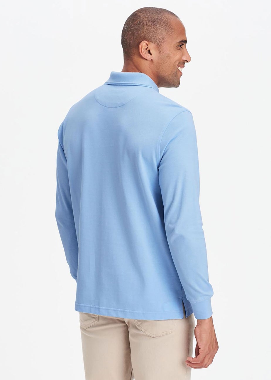 Cotton Traders Blue Frost Long Sleeve Polo Shirt
