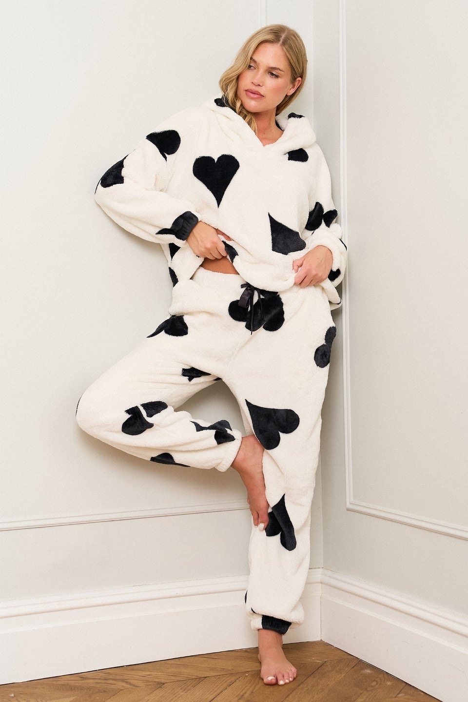 JimJam Black & White Large Heart Print Twosie