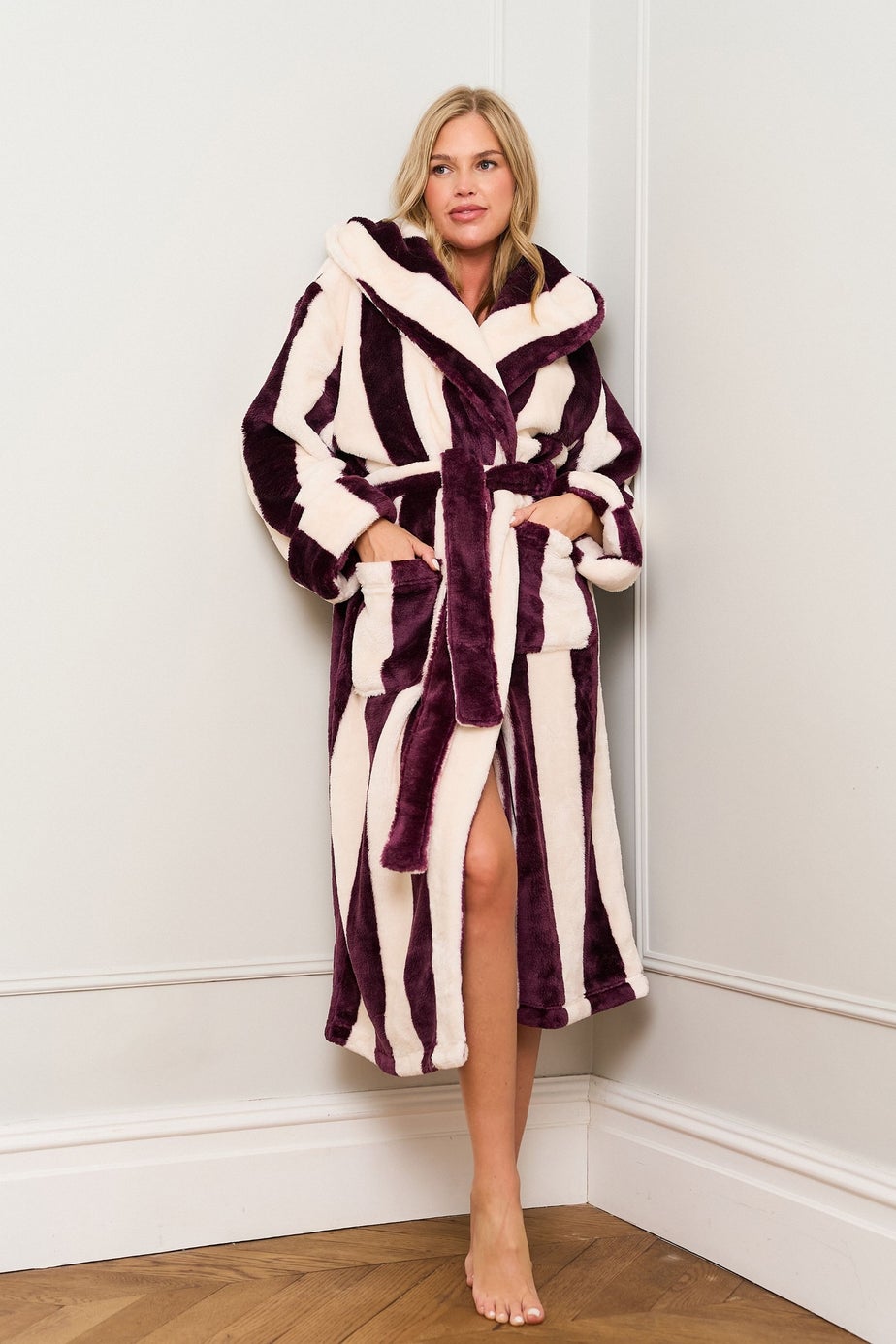JimJam Burgundy Stripe Robe