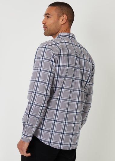 Threadbare Grey Brushed Flannel Check Long Sleeve Shirt