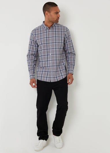 Threadbare Grey Brushed Flannel Check Long Sleeve Shirt
