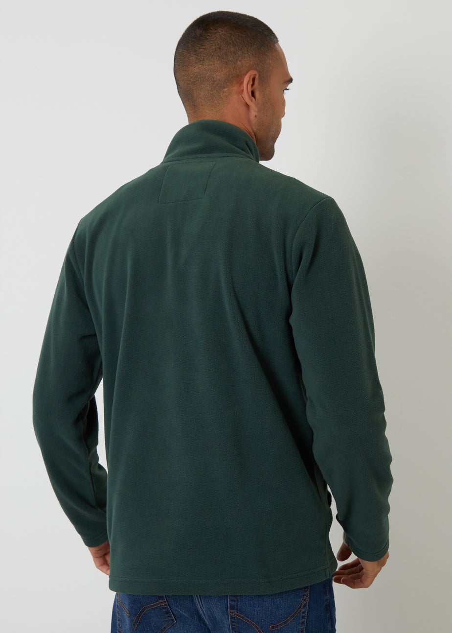 Threadbare Green Quarter Zip Microfleece Sweatshirt