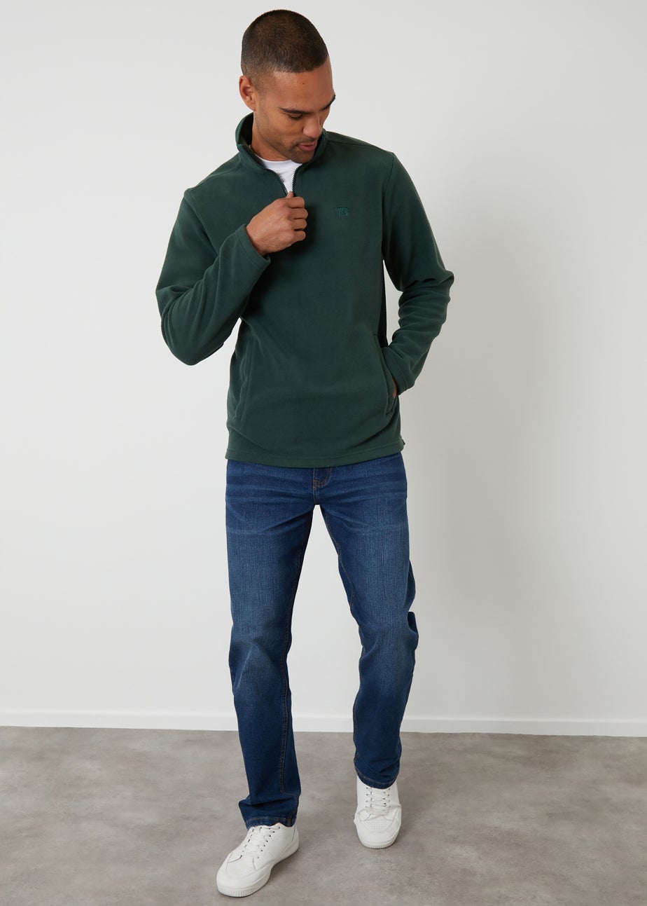 Threadbare Green Quarter Zip Microfleece Sweatshirt