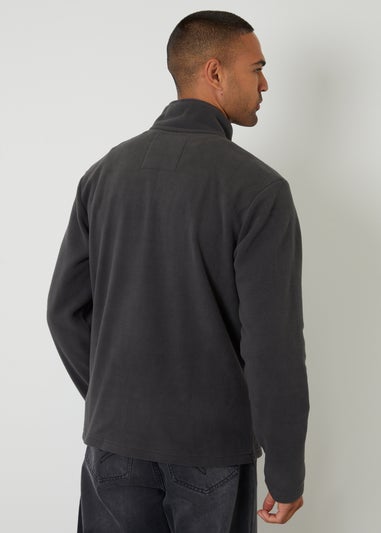 Threadbare Dark Grey Quarter Zip Microfleece Sweatshirt