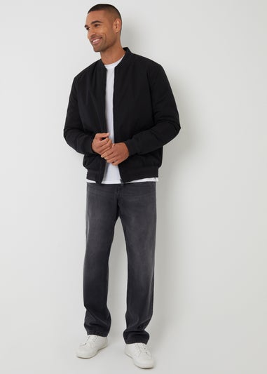 Threadbare Black Padded Bomber Jacket