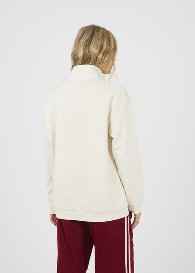 Brave Soul Cream Quarter Zip Funnel Neck Sweatshirt