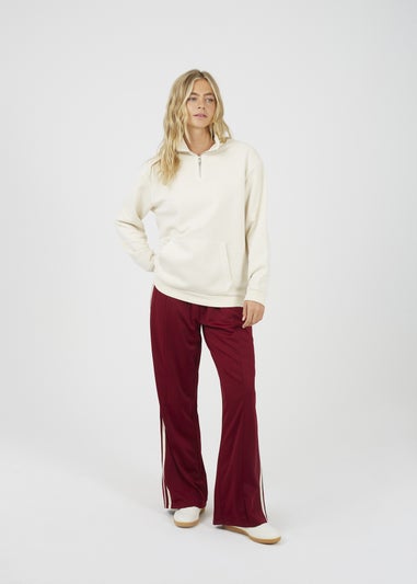 Brave Soul Cream Quarter Zip Funnel Neck Sweatshirt