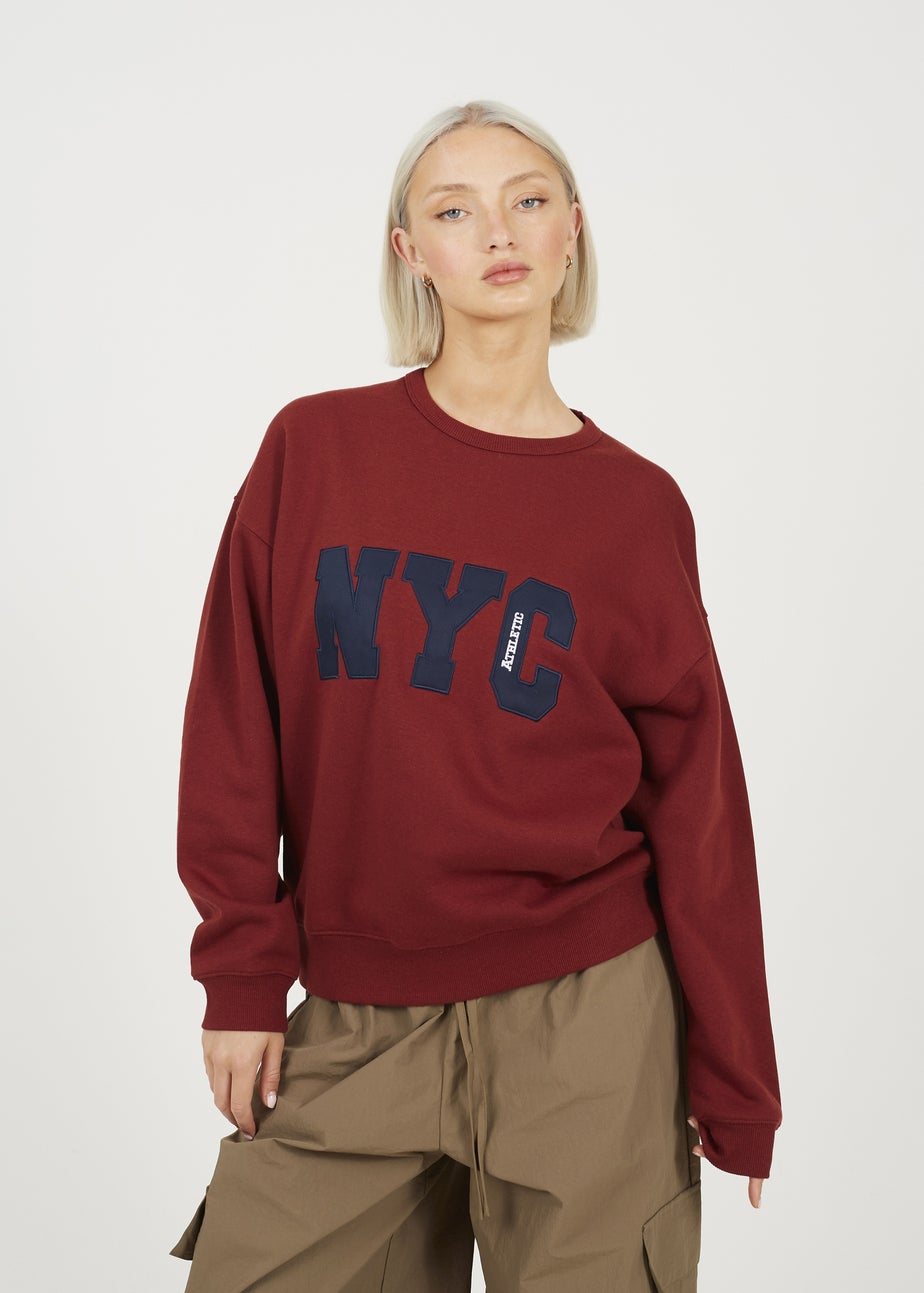 Brave Soul Burgundy Slogan Crew Neck Sweatshirt