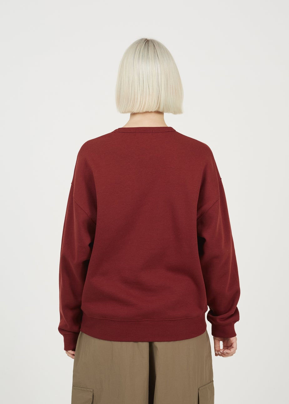 Brave Soul Burgundy Slogan Crew Neck Sweatshirt