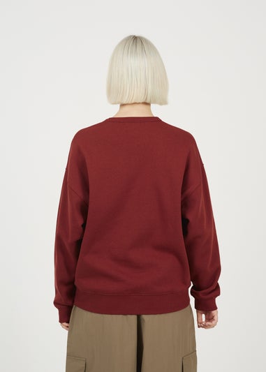 Brave Soul Burgundy Slogan Crew Neck Sweatshirt