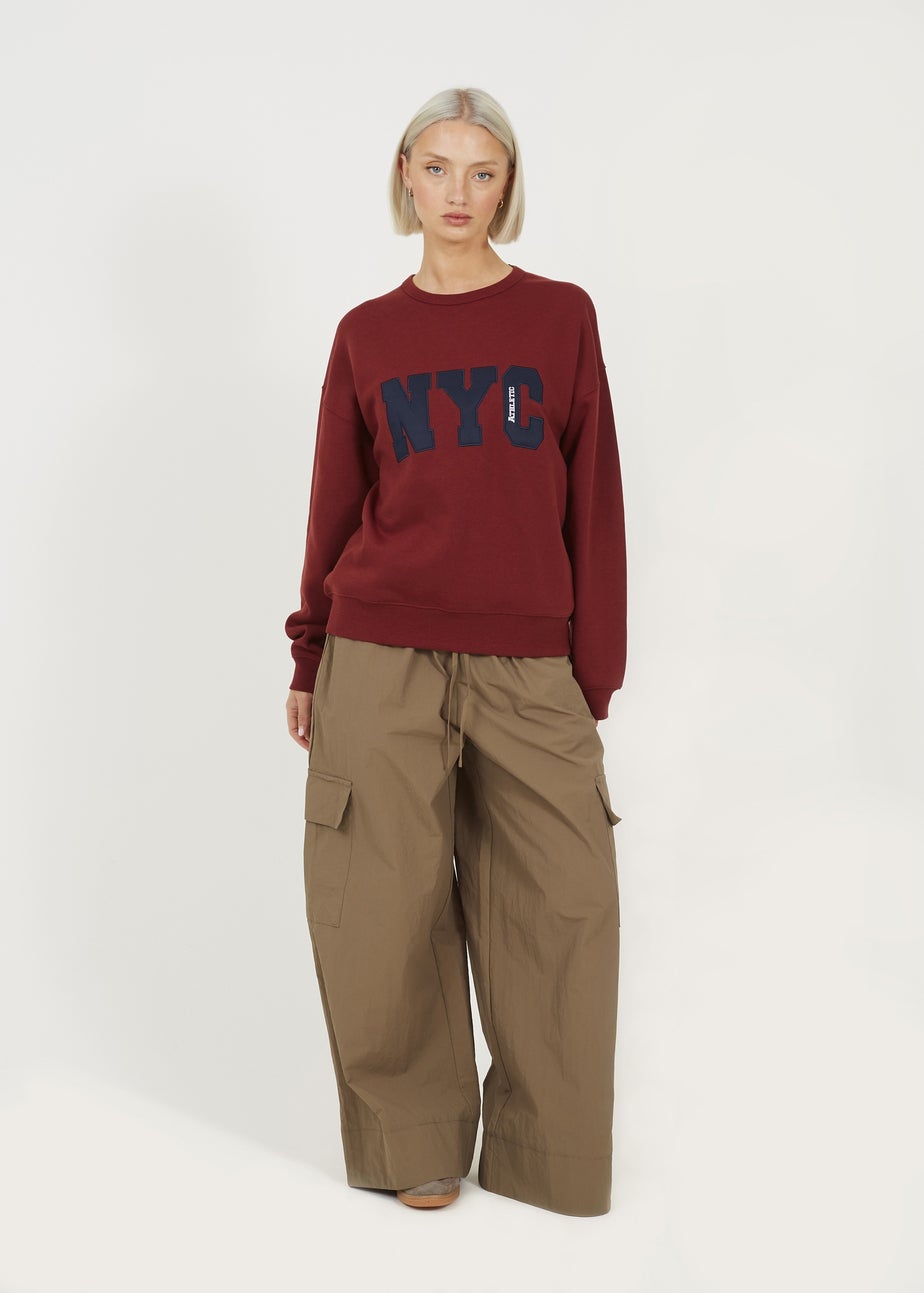 Brave Soul Burgundy Slogan Crew Neck Sweatshirt