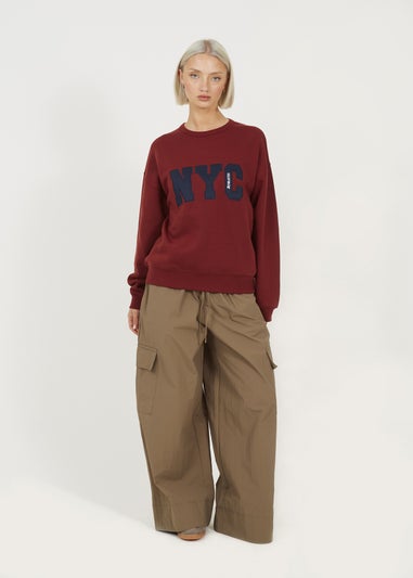 Brave Soul Burgundy Slogan Crew Neck Sweatshirt