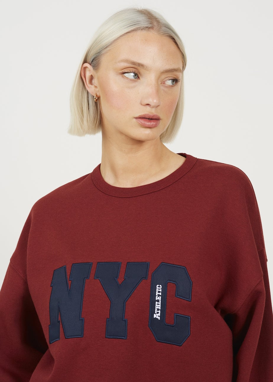 Brave Soul Burgundy Slogan Crew Neck Sweatshirt