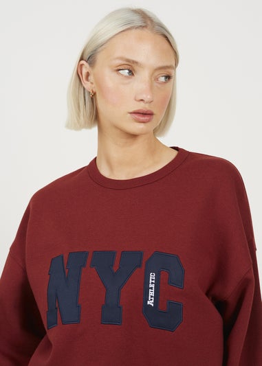 Brave Soul Burgundy Slogan Crew Neck Sweatshirt