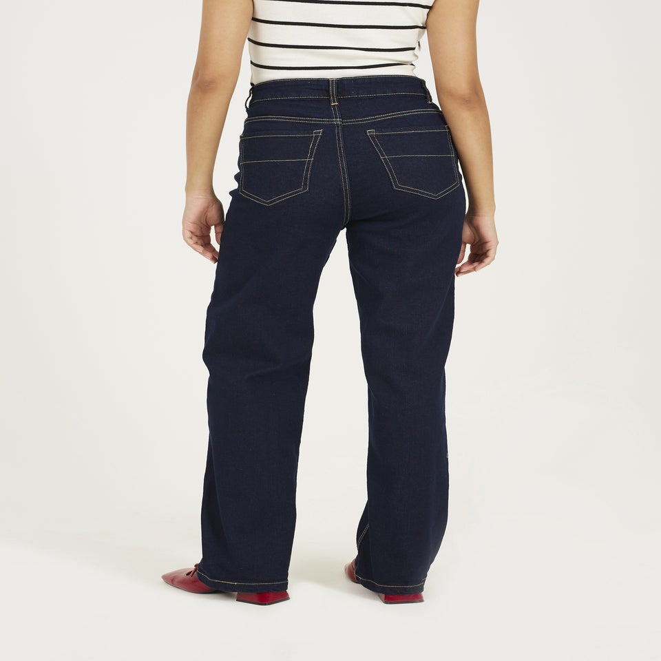 Brave Soul Indigo High Waisted Straight Leg Jeans