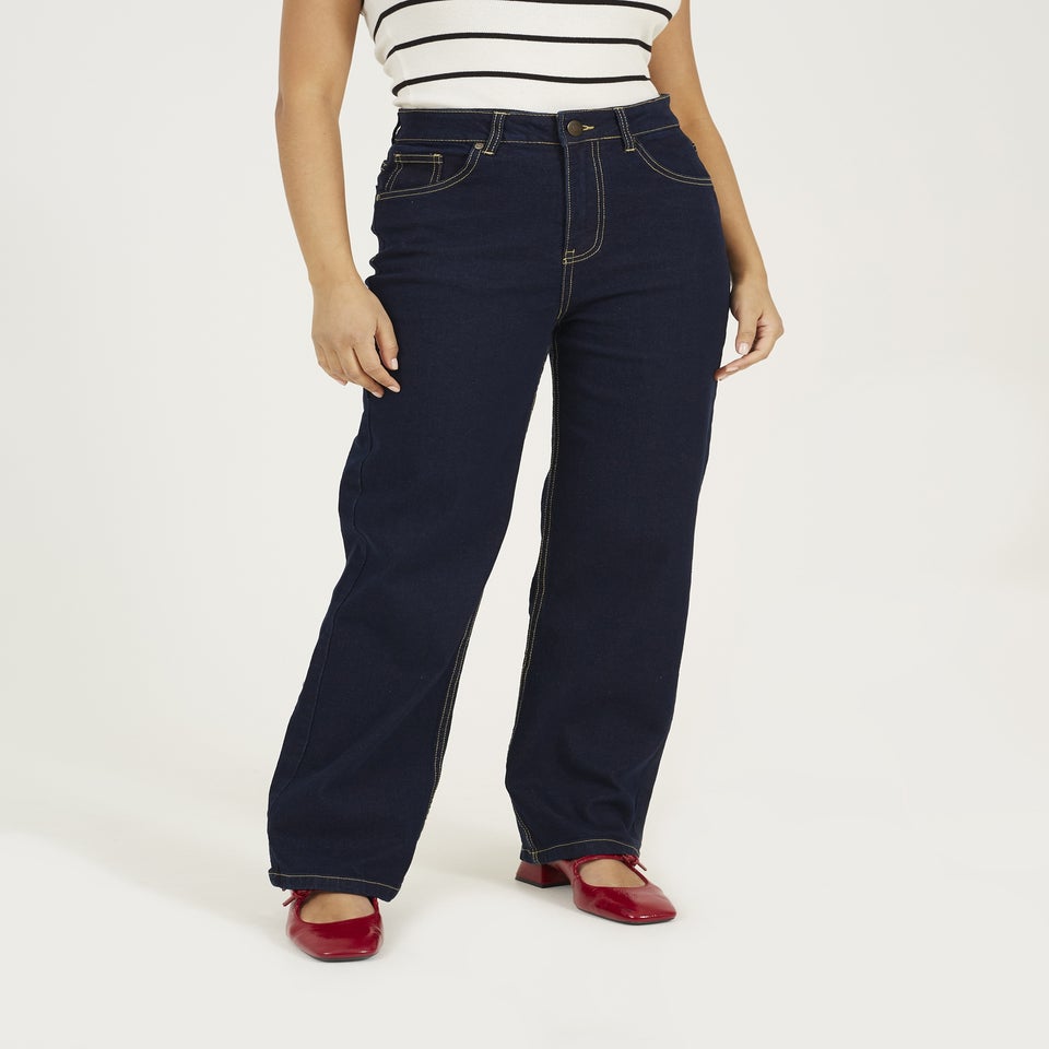 Brave Soul Indigo High Waisted Straight Leg Jeans