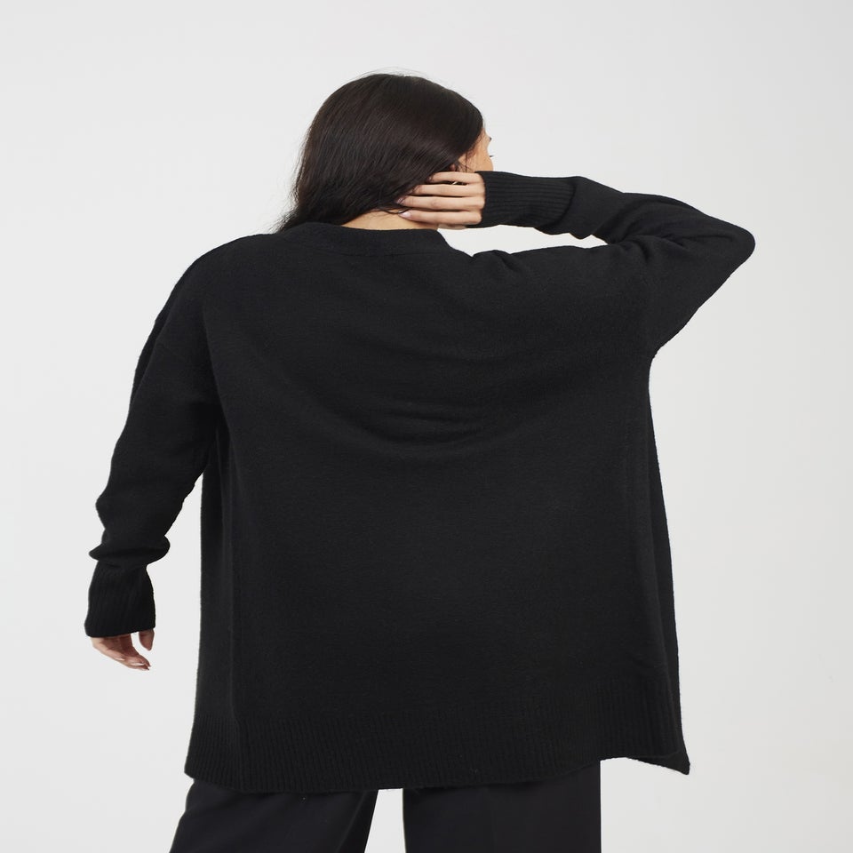 Brave Soul Black Longline Dropped Shoulder Cardigan