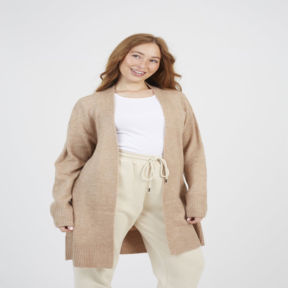 Brave Soul Tan Longline Dropped Shoulder Cardigan