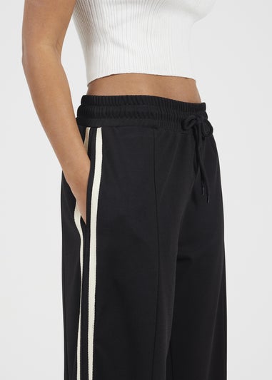 Brave Soul Black Side Stripe Wide Leg Joggers