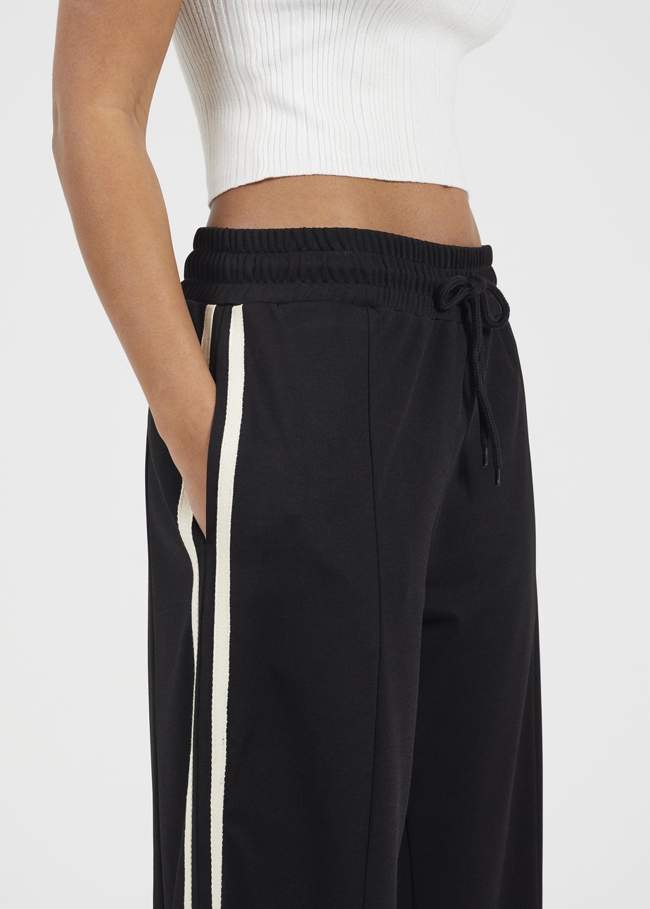 Brave Soul Black Side Stripe Wide Leg Joggers