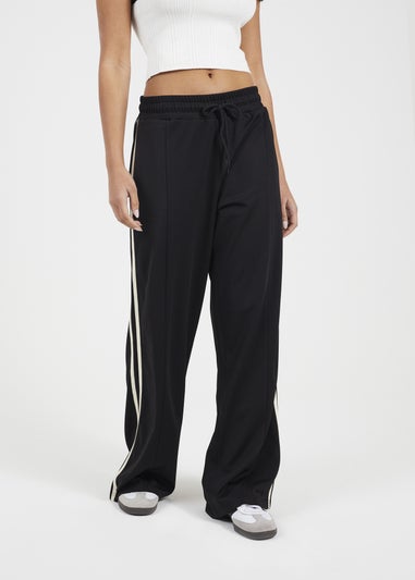 Brave Soul Black Side Stripe Wide Leg Joggers