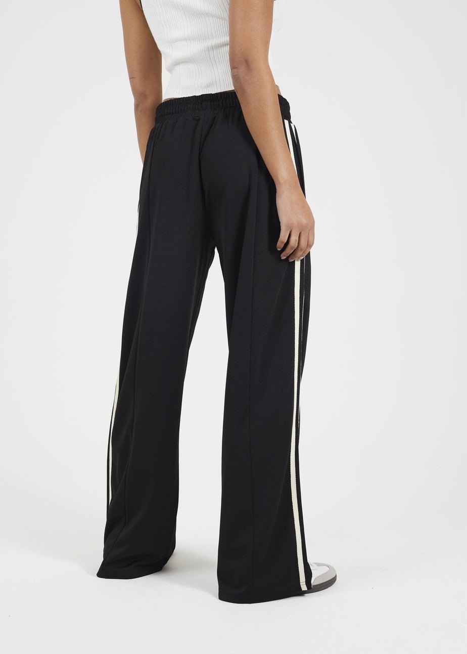 Brave Soul Black Side Stripe Wide Leg Joggers