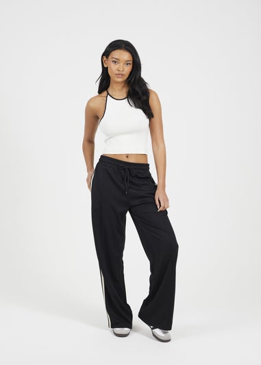 Brave Soul Black Side Stripe Wide Leg Joggers