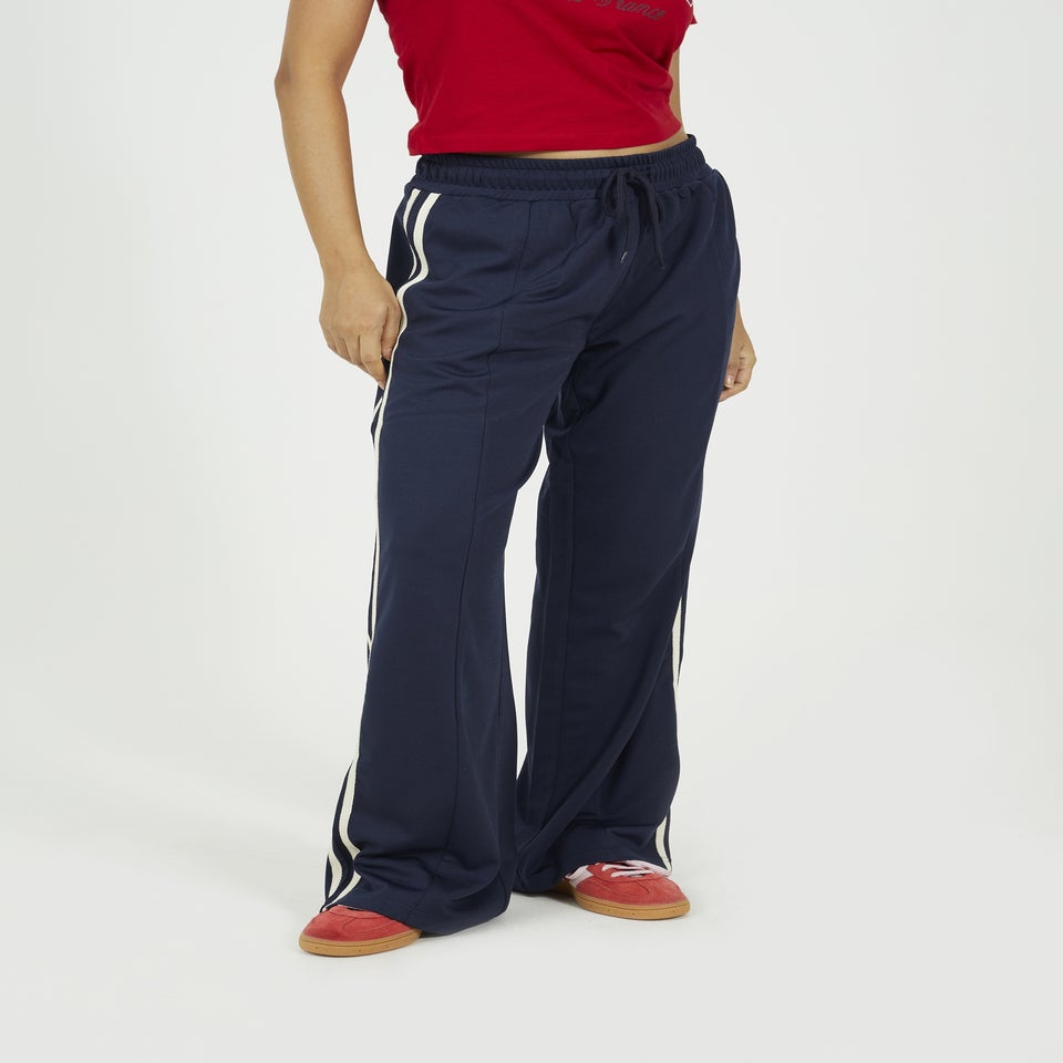 Brave Soul Navy Side Stripe Wide Leg Joggers