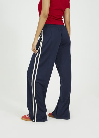 Brave Soul Navy Side Stripe Wide Leg Joggers