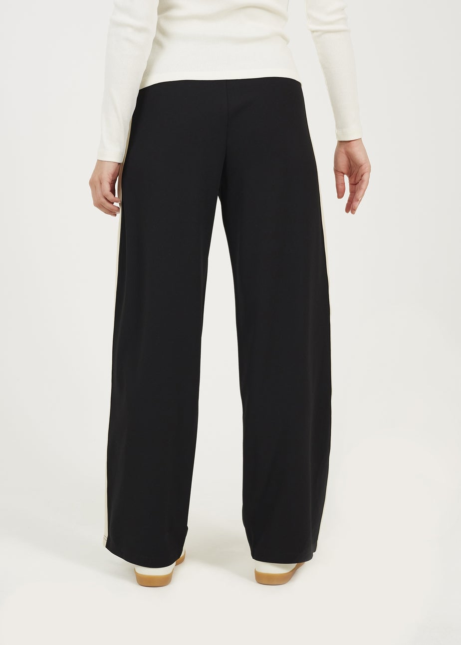 Brave Soul Black Side Stripe Wide Leg Joggers