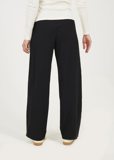 Brave Soul Black Side Stripe Wide Leg Joggers