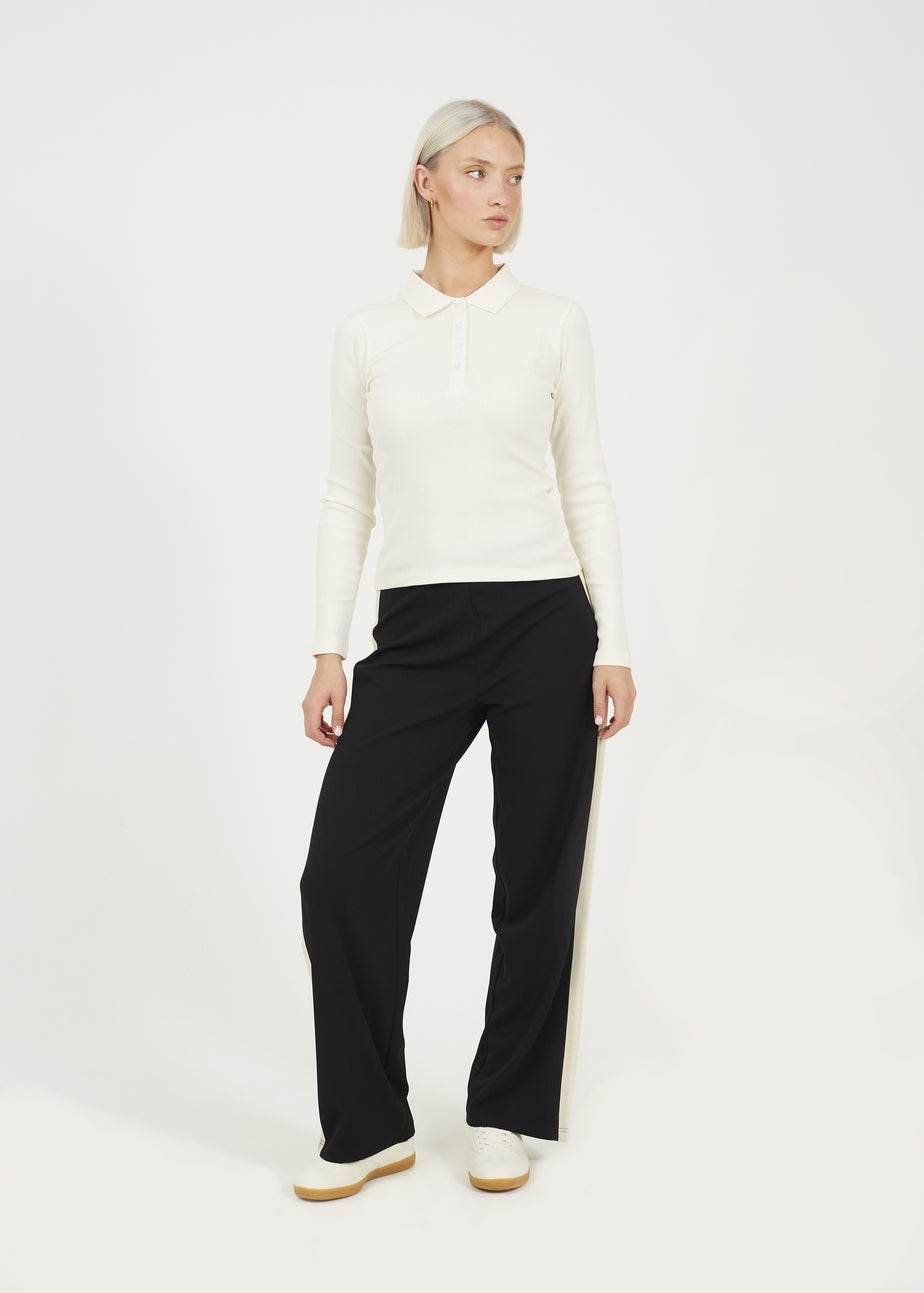 Brave Soul Black Side Stripe Wide Leg Joggers