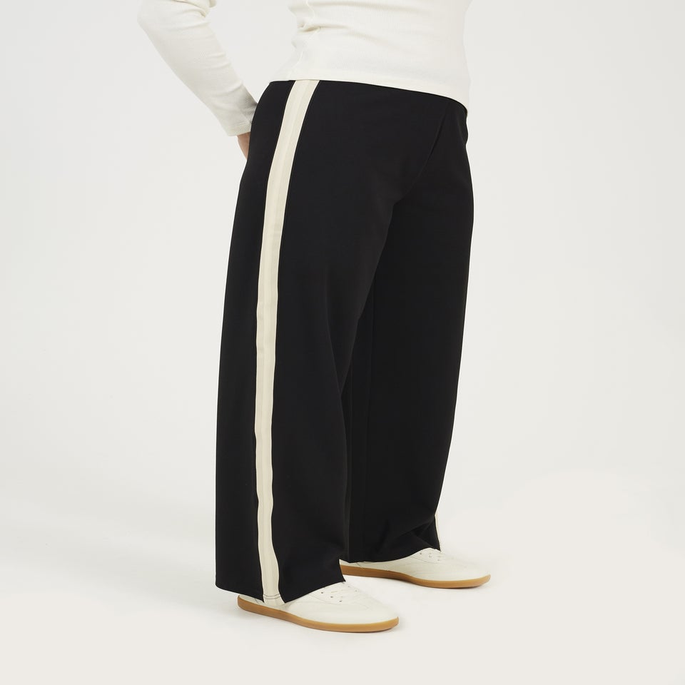 Brave Soul Black Side Stripe Wide Leg Joggers