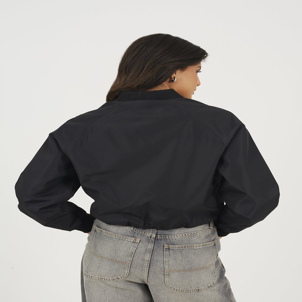 Brave Soul Black Oversized Sleeve Bomber Jacket