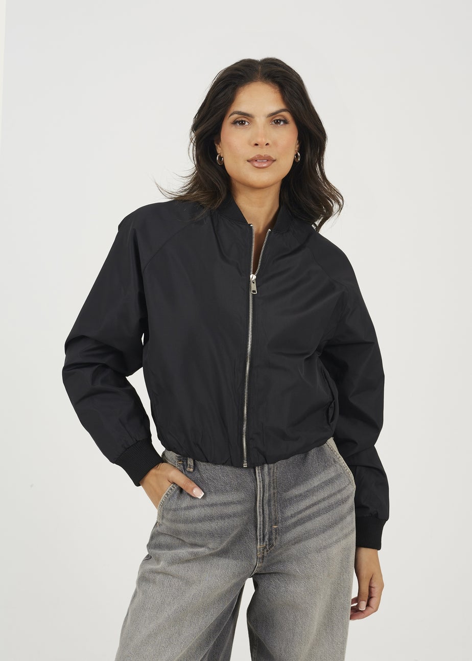 Brave Soul Black Oversized Sleeve Bomber Jacket