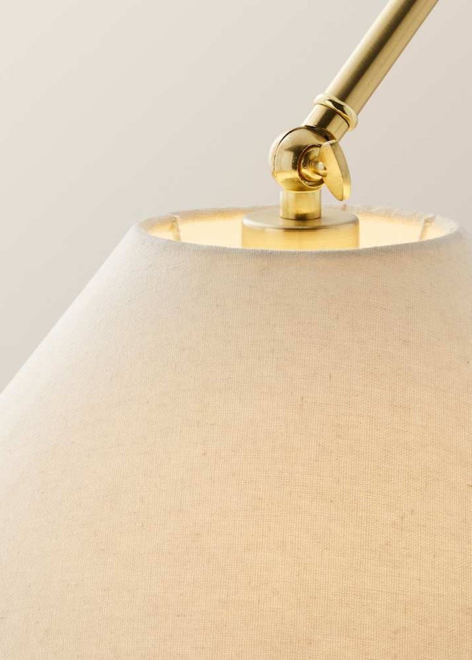 ValueLights Layla Brushed Gold Adjustable Floor Lamp with Linen Shade