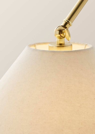 ValueLights Layla Brushed Gold Adjustable Floor Lamp with Linen Shade