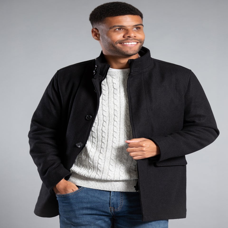 Tokyo Laundry Black Padded Faux Wool Coat