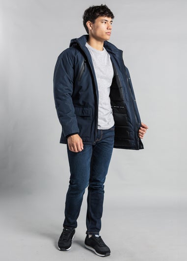 Tokyo Laundry Navy Hooded Padded PVC-Coated Jacket