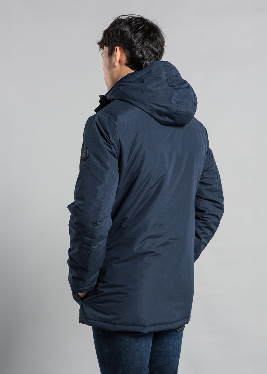 Tokyo Laundry Navy Hooded Padded PVC-Coated Jacket