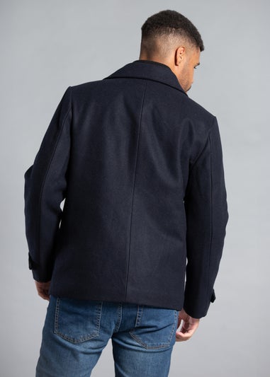 Tokyo Laundry Navy Faux Wool Double-Breasted Coat