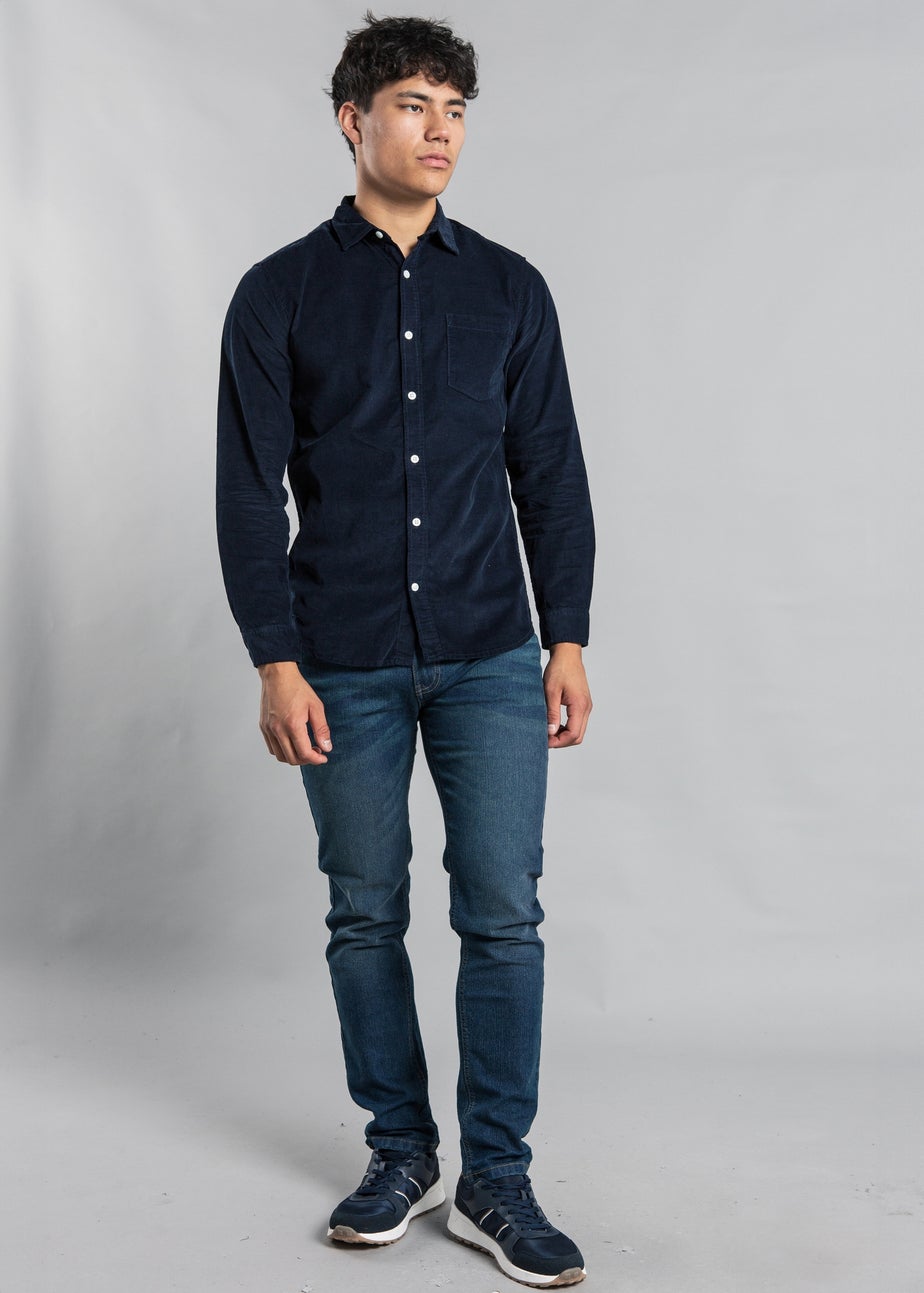 Tokyo Laundry Navy Cotton Corduroy Long Sleeve Shirt