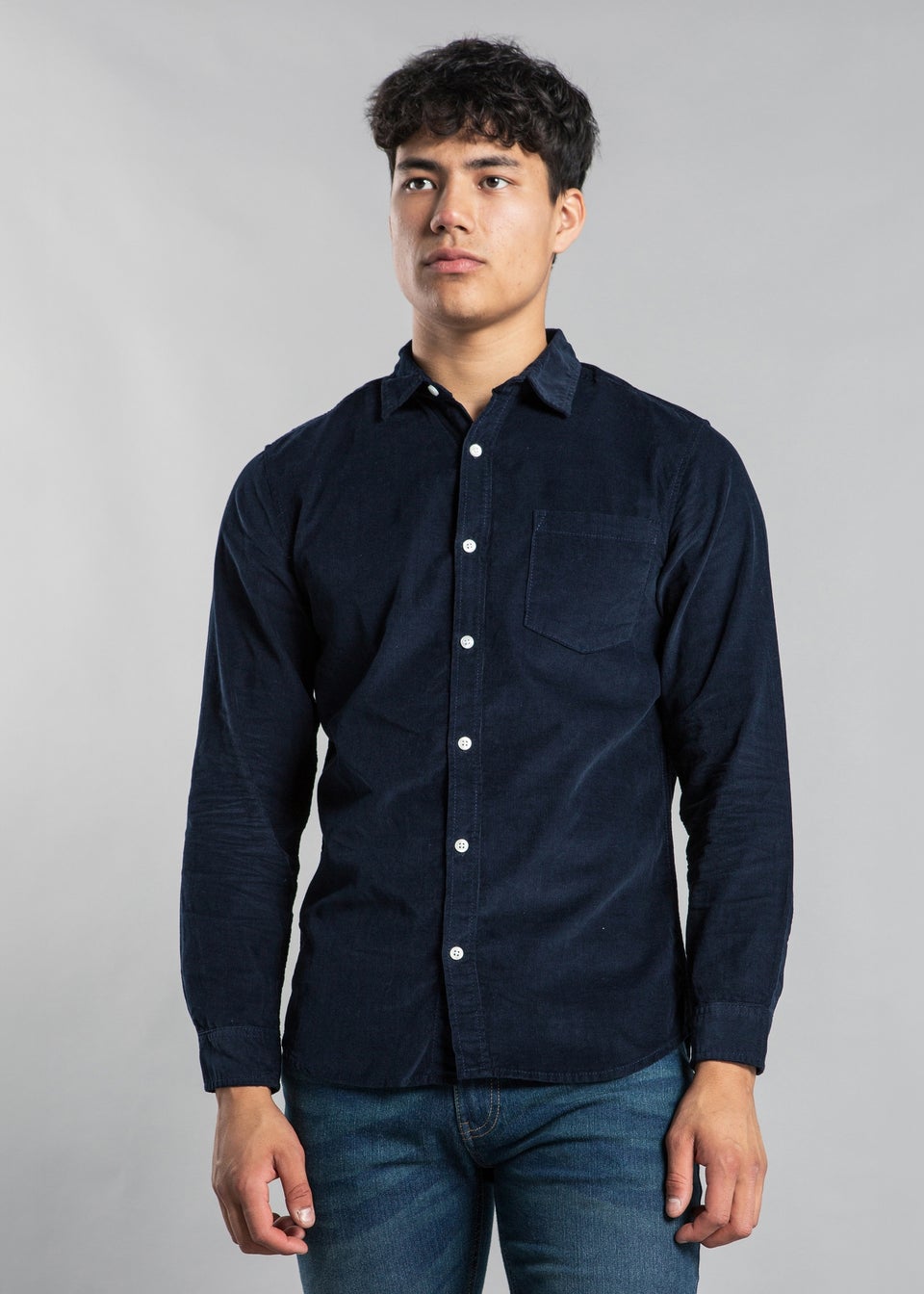 Tokyo Laundry Navy Cotton Corduroy Long Sleeve Shirt