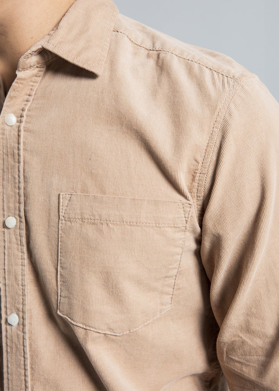 Tokyo Laundry Beige Cotton Corduroy Long Sleeve Shirt