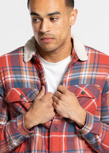 Tokyo Laundry Red Checked Padded Shirt With Sherpa Lining