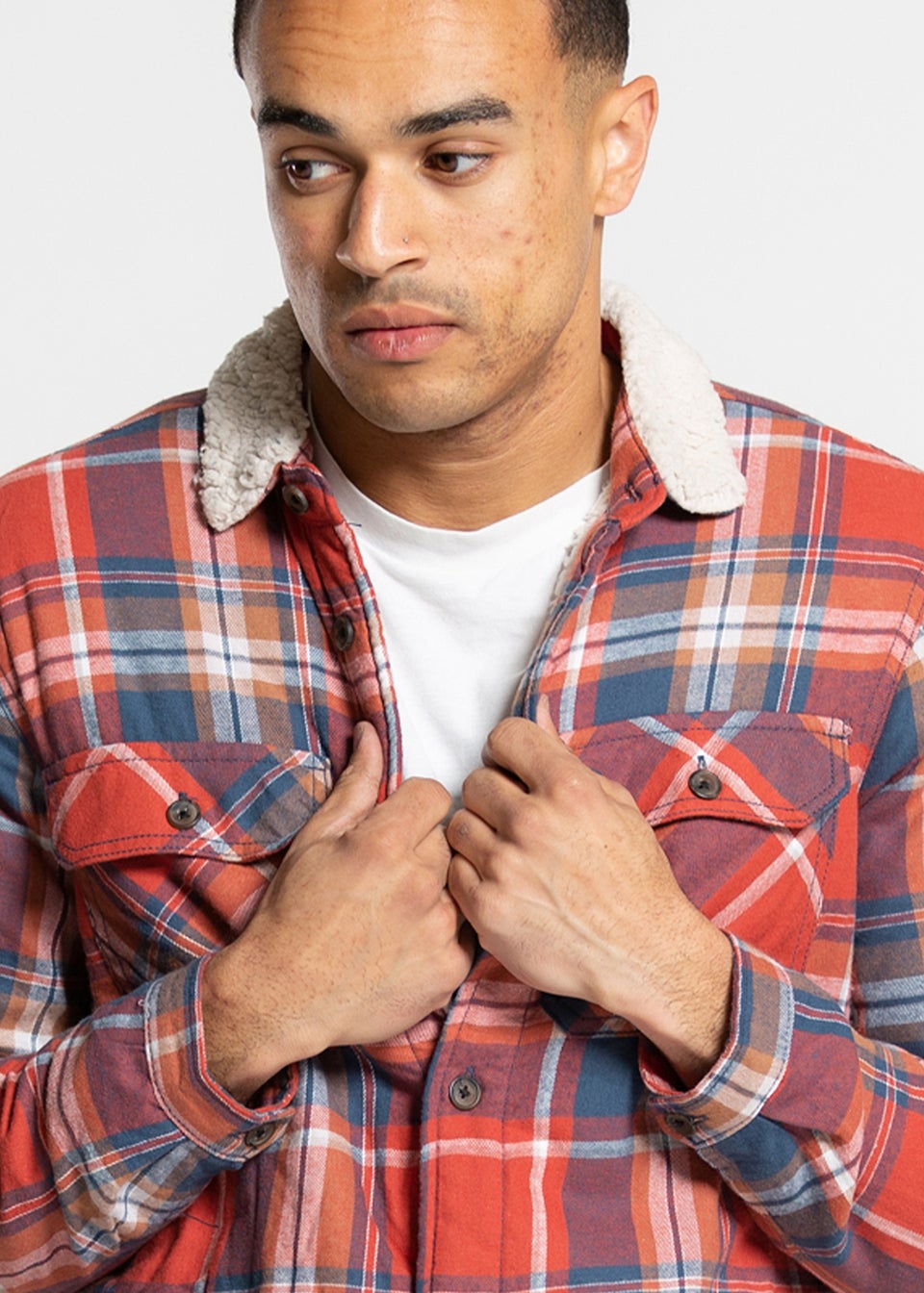 Tokyo Laundry Red Checked Padded Shirt With Sherpa Lining